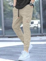 Cargo Cotton Pants in Cream and Grey.Cargos for Men.Track Pant for Boys amd Men.Oversize Cargo Trouser.Men's Oversized Cargo Utility Joggers.Multi Poket pent.