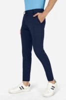 Formal Stretchable Navy Blue Pant with Expandable Waist for Men. Regular Fit, Flat Front, Premium Lycra Fabric Pants for Office, Party and Casual Wear