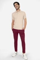 Formal Stretchable Maroon Pant with Expandable Waist for Men. Regular Fit, Flat Front, Premium Lycra Fabric Pants for Office, Party and Casual Wear