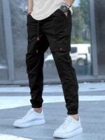 Cargo Cotton Pants in Black and Sky.Cargos for Men.Track Pant for Boys amd Men.Oversize Cargo Trouser.Men's Oversized Cargo Utility Joggers.Multi Poket pent.