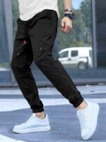 Cargo Cotton Pants in Black and White.Cargos for Men.Track Pant for Boys amd Men.Oversize Cargo Trouser.Men's Oversized Cargo Utility Joggers.Multi Poket pent.