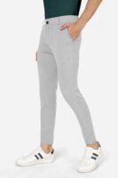 Formal Stretchable Light Grey Pant with Expandable Waist for Men. Regular Fit, Flat Front, Premium Lycra Fabric Pants for Office, Party and Casual Wear