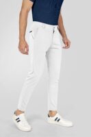 Formal Stretchable White Pant with Expandable Waist for Men. Regular Fit, Flat Front, Premium Lycra Fabric Pants for Office, Party and Casual Wear