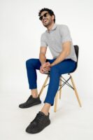 Teal Blue Lycra Stretchable Formal Slim Fit  Trouser Pant