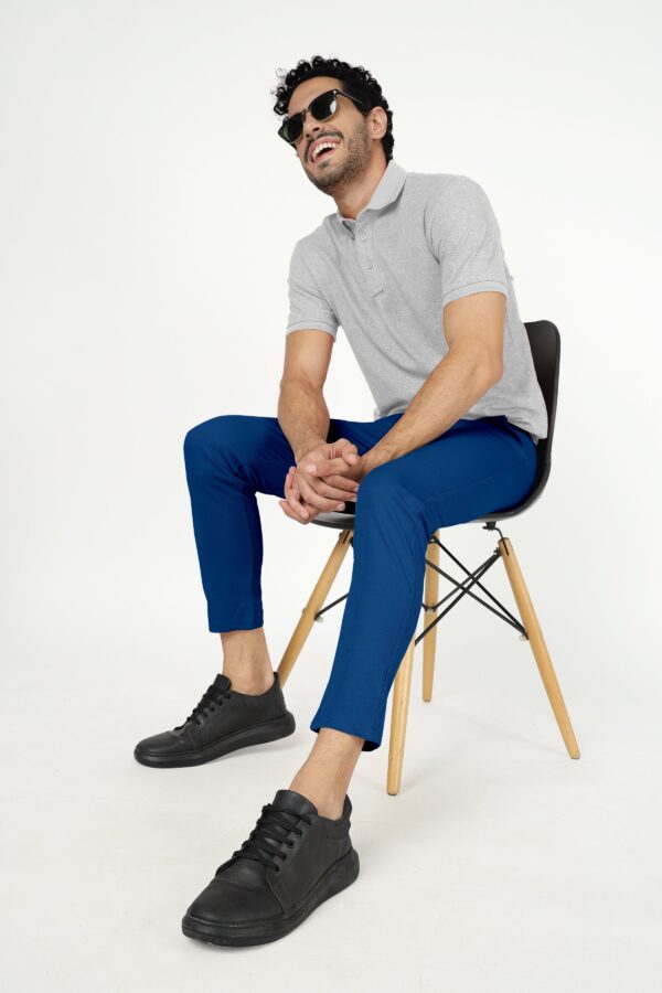 Teal Blue Lycra Stretchable Formal Slim Fit  Trouser Pant