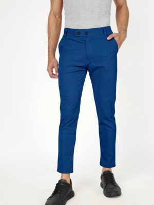 Teal Blue Lycra Stretchable Formal Slim Fit  Trouser Pant