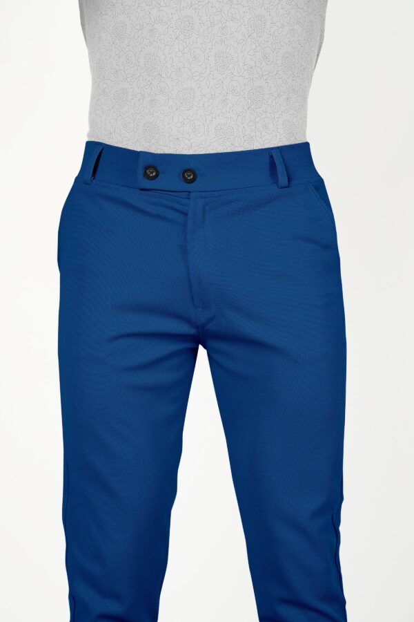 Teal Blue Lycra Stretchable Formal Slim Fit  Trouser Pant