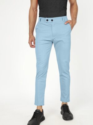 Sky Lycra Stretchable Formal Slim Fit  Trouser Pant