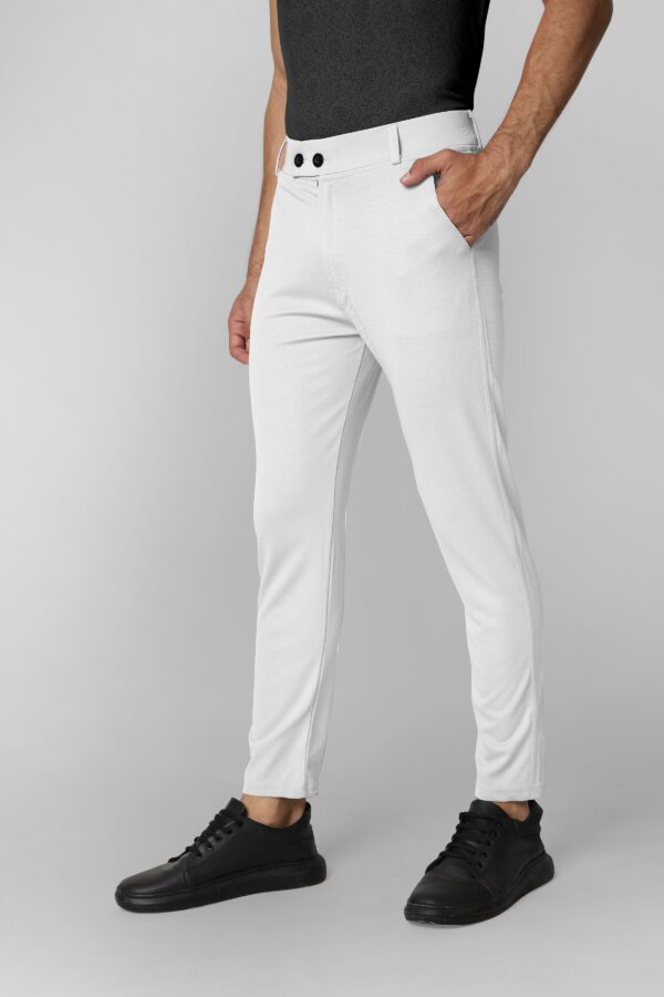 White Lycra Stretchable Formal Slim Fit Trouser Pant