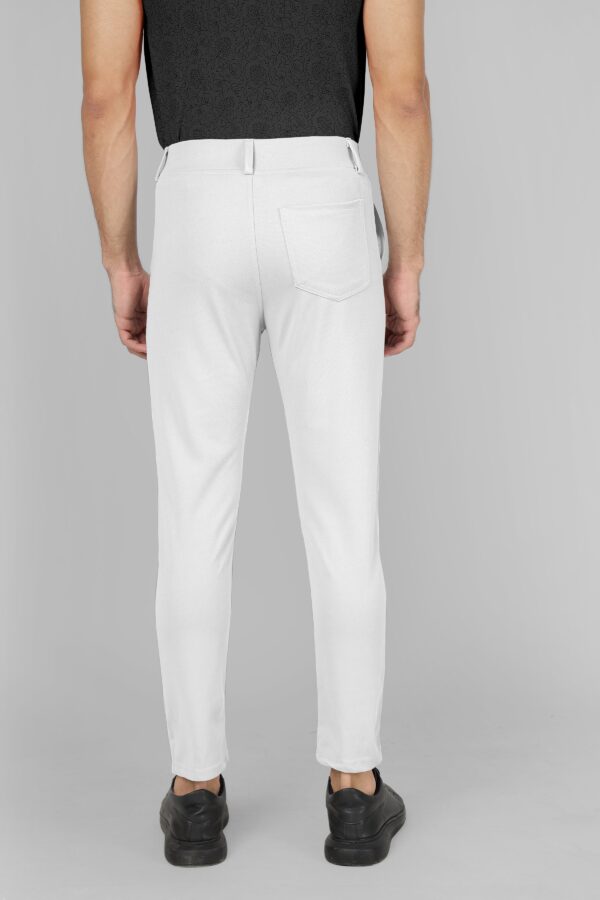 White Lycra Stretchable Formal Slim Fit Trouser Pant